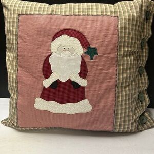 Handcrafted Red Santa Appliqué Holiday Pillow - Unbranded
